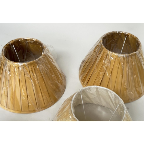 138 - LAMP SHADES, four pairs including pleated sienna, grey white and silk pleated (India Jane). (8)