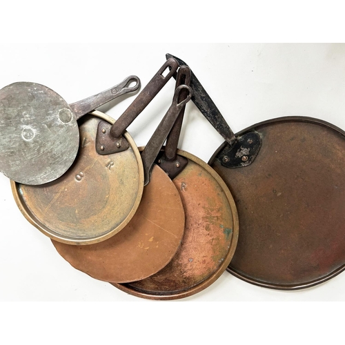 140 - 19TH CENTURY BATTERIE DE CUISINE, an assortment of pans with handles, a number of lids and a preserv... 