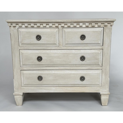 146 - COMMODE, Gustavian style grey painted with two short above two long drawers, and tapering supports, ... 