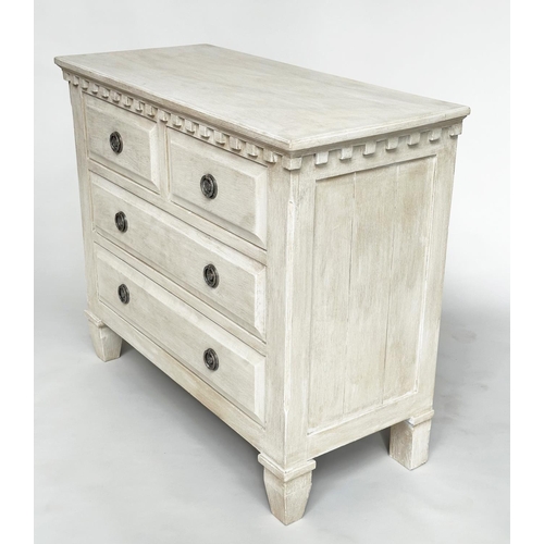 146 - COMMODE, Gustavian style grey painted with two short above two long drawers, and tapering supports, ... 