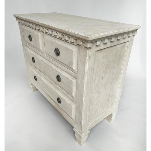 146 - COMMODE, Gustavian style grey painted with two short above two long drawers, and tapering supports, ... 