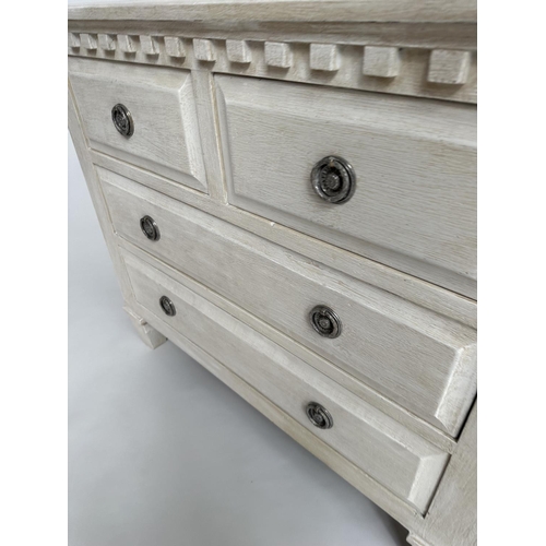 146 - COMMODE, Gustavian style grey painted with two short above two long drawers, and tapering supports, ... 