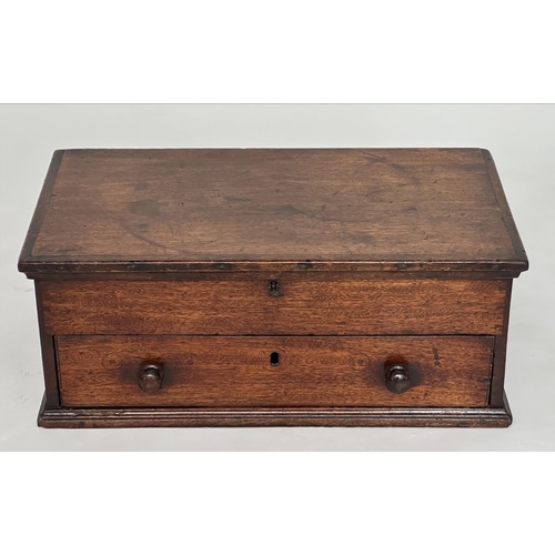 149 - GEORGIAN TRUNK, George III mahogany with rising lid carrying handles and drawer, 48cm W x 26cm D x 1... 