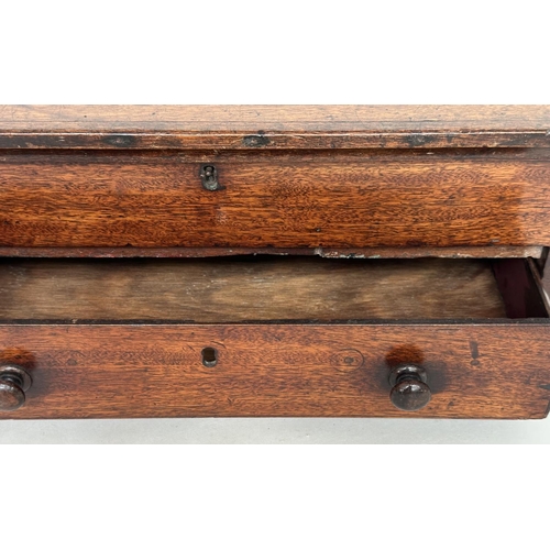 149 - GEORGIAN TRUNK, George III mahogany with rising lid carrying handles and drawer, 48cm W x 26cm D x 1... 