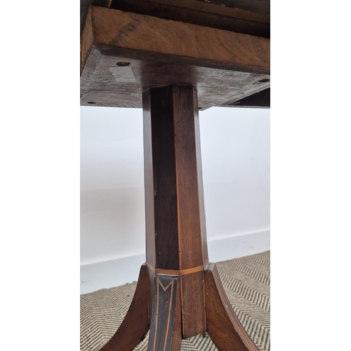 175 - TEA TABLE, Regency rosewood with satinwood crossbanded top on a quadruped base, 71cm H x 92cm W x 45... 