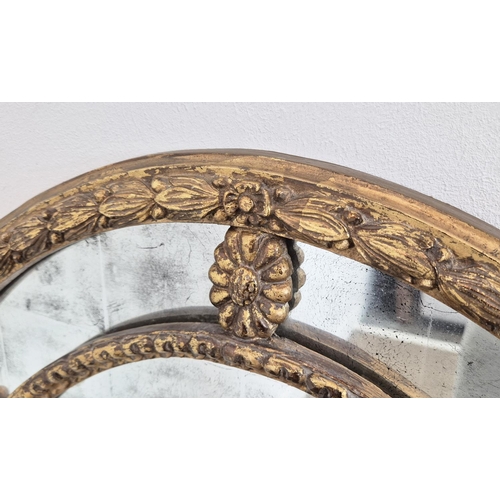 177 - WALL MIRROR, Georgian style, oval gilt frame with chequered plate, 101cm x 76cm.