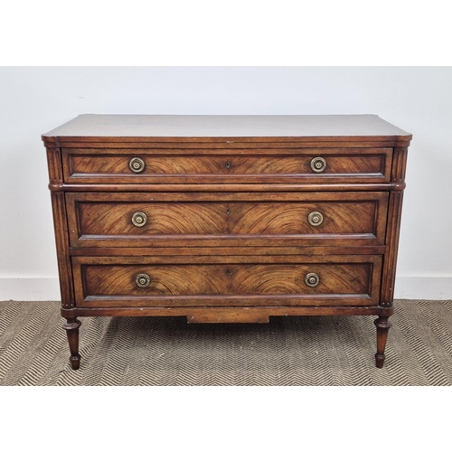 204 - COMMODE, Directoire style, with three long drawers flanked by fluted columns, 120cm x 52cm x 89cm H.