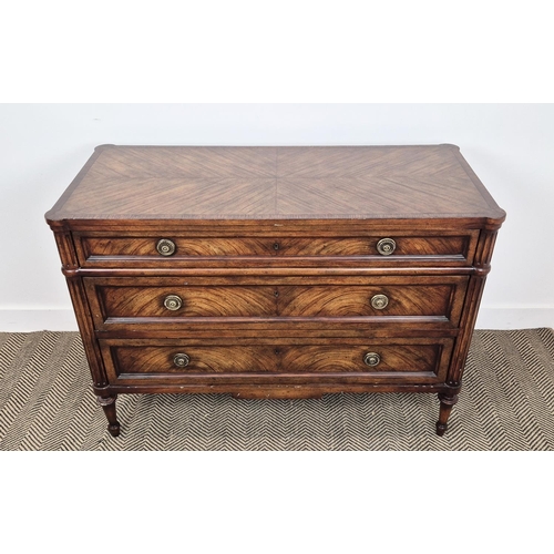 204 - COMMODE, Directoire style, with three long drawers flanked by fluted columns, 120cm x 52cm x 89cm H.