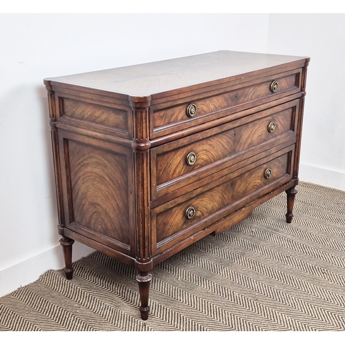 204 - COMMODE, Directoire style, with three long drawers flanked by fluted columns, 120cm x 52cm x 89cm H.