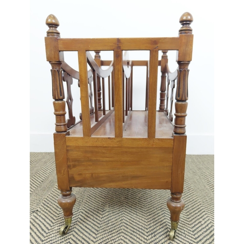 207 - CANTERBURY, William IV mahogany, with carved detail on brass castors, 56cm H x 50cm W x 33cm D.