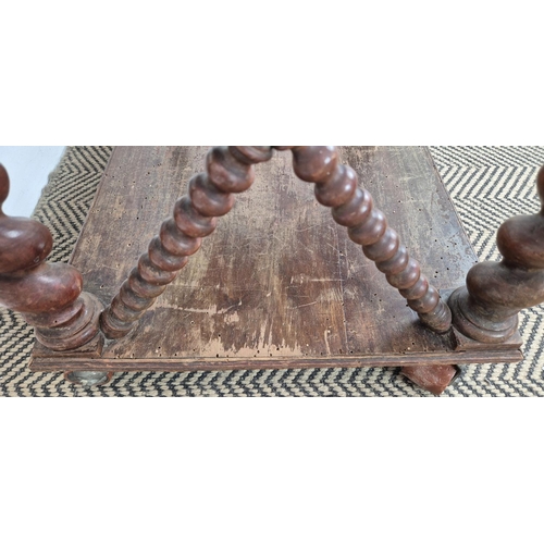 209 - ETAGERE, 19th century beechwood with barley twist supports and bobbin turned lattice sides on later ... 