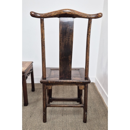 213 - SIDE CHAIRS, a pair, 20th century Chinese elm, each 50cm x 115cm H and a 19th century Chinese padouk... 