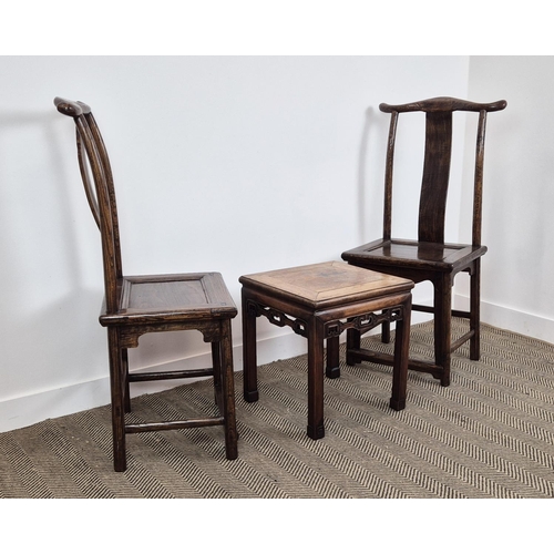 213 - SIDE CHAIRS, a pair, 20th century Chinese elm, each 50cm x 115cm H and a 19th century Chinese padouk... 