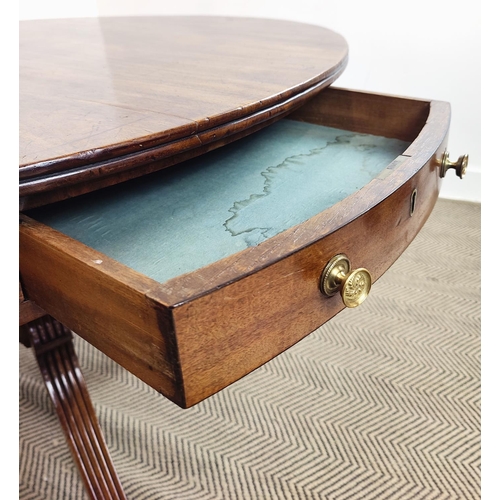 216 - DRUM TABLE, Regency mahogany with four frieze drawers and four dummy drawers on a turned column and ... 