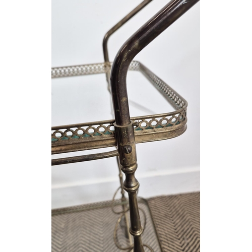 221 - TROLLEY, mid 20th century, brass and glass, 81cm H x 73cm x 41cm.