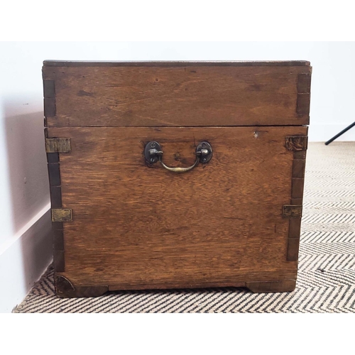 225 - VICTORIAN CAMPHORWOOD TRAVELLING TRUNK, Chinese export, with a rising lid, 94cm x 45cm x 43cm.