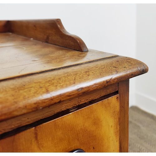 226 - KNEEHOLE DESK, early Victorian birch with a ¾ gallery above nine drawers with ebonised handles, 92cm... 