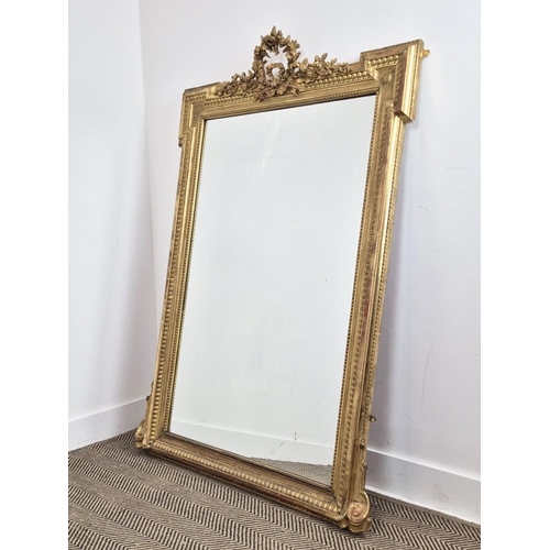 228 - FRENCH OVERMANTEL MIRROR, 19th century, with a decorative gilt frame, 96cm x 146cm.