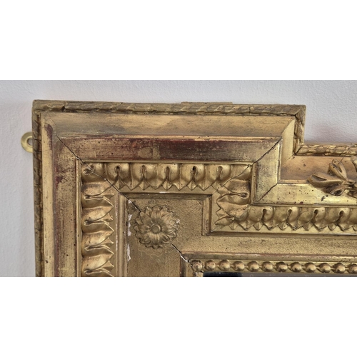 228 - FRENCH OVERMANTEL MIRROR, 19th century, with a decorative gilt frame, 96cm x 146cm.