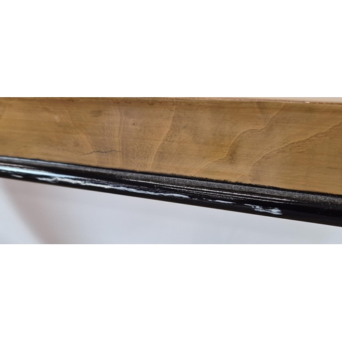 238 - CONSOLE TABLE, Art Deco style burr walnut and ebonised, 87cm H x 122cm W x 31cm D and similar circul... 