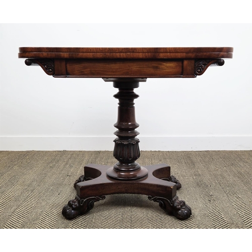 248 - CARD TABLE, William IV mahogany, circa 1830, with green baize surface and castors, 74cm H x 91cm W x... 