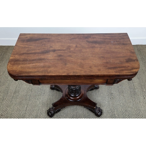 248 - CARD TABLE, William IV mahogany, circa 1830, with green baize surface and castors, 74cm H x 91cm W x... 