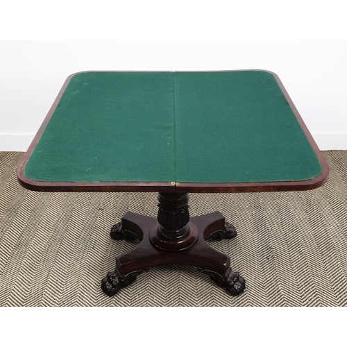 248 - CARD TABLE, William IV mahogany, circa 1830, with green baize surface and castors, 74cm H x 91cm W x... 