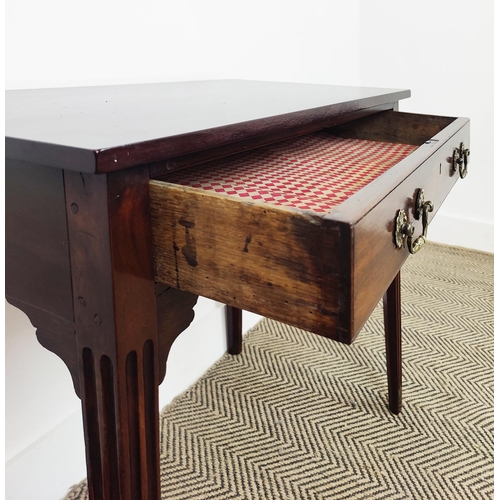 253 - WRITING TABLE, George III and later mahogany with frieze drawer, 69cm H x 77cm x 40cm.