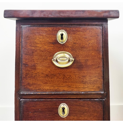 254 - BEDSIDE CHESTS, a pair, 19th century mahogany, each with three drawers, 72cm H x 30cm W x 48cm D. (2... 