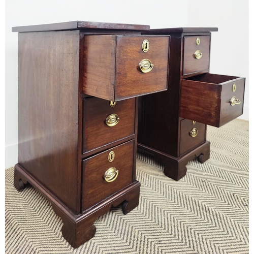 254 - BEDSIDE CHESTS, a pair, 19th century mahogany, each with three drawers, 72cm H x 30cm W x 48cm D. (2... 