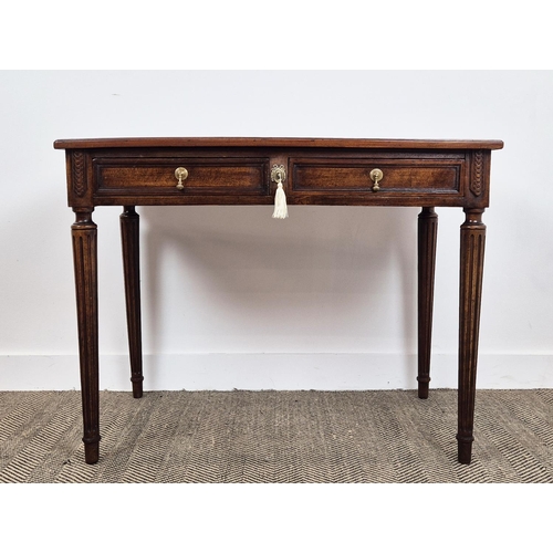 255 - WRITING TABLE, 19th century French mahogany and beechwood with two drawers, 75cm H x 101cm W x 60cm ... 