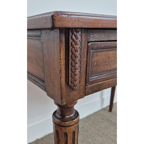 255 - WRITING TABLE, 19th century French mahogany and beechwood with two drawers, 75cm H x 101cm W x 60cm ... 