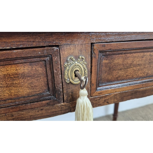 255 - WRITING TABLE, 19th century French mahogany and beechwood with two drawers, 75cm H x 101cm W x 60cm ... 