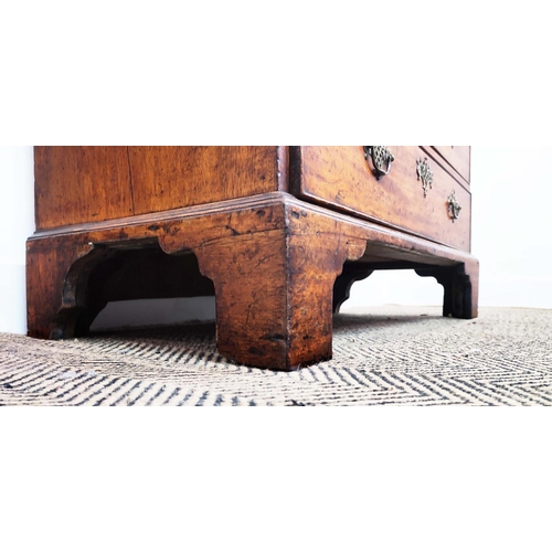 257 - BENCH, George II and later mahogany with two drawers and grey linen padded seat, 58cm H x 92cm W x 4... 