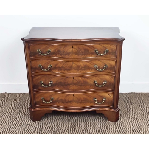 258 - SERPENTINE CHEST, George III style mahogany of four drawers, 79cm H x 83cm W x 45cm D.