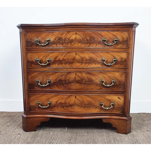 258 - SERPENTINE CHEST, George III style mahogany of four drawers, 79cm H x 83cm W x 45cm D.