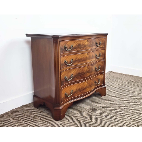 258 - SERPENTINE CHEST, George III style mahogany of four drawers, 79cm H x 83cm W x 45cm D.