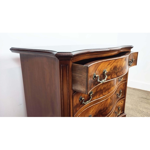 258 - SERPENTINE CHEST, George III style mahogany of four drawers, 79cm H x 83cm W x 45cm D.