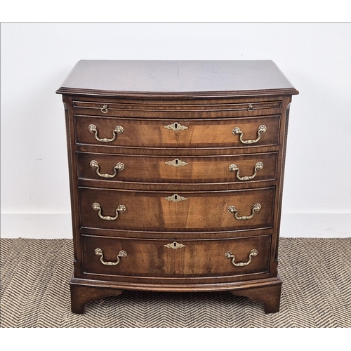 260 - BOWFRONT CHEST, Georgian style mahogany with brushing slide above four drawers, 79cm H x 71cm x 47cm... 