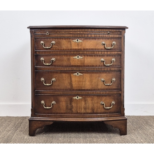 260 - BOWFRONT CHEST, Georgian style mahogany with brushing slide above four drawers, 79cm H x 71cm x 47cm... 