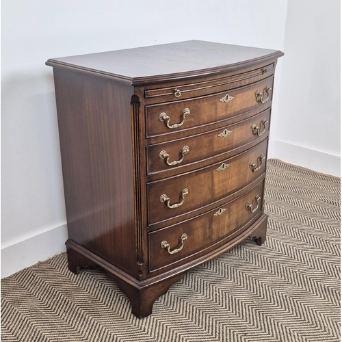 260 - BOWFRONT CHEST, Georgian style mahogany with brushing slide above four drawers, 79cm H x 71cm x 47cm... 