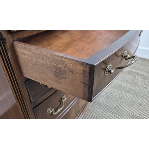 260 - BOWFRONT CHEST, Georgian style mahogany with brushing slide above four drawers, 79cm H x 71cm x 47cm... 