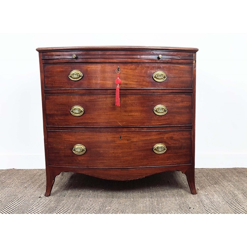 265 - BOWFRONT DRESSING CHEST, George III mahogany, circa 1790, with brushing slide and compartmented top ... 