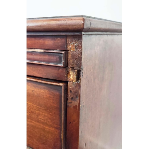 265 - BOWFRONT DRESSING CHEST, George III mahogany, circa 1790, with brushing slide and compartmented top ... 