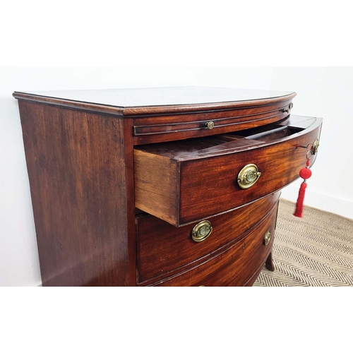 265 - BOWFRONT DRESSING CHEST, George III mahogany, circa 1790, with brushing slide and compartmented top ... 