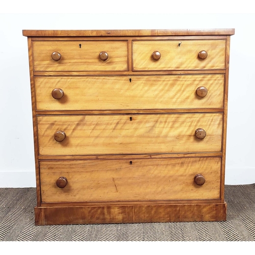 268 - CHEST, Victorian birch with five drawers, 102cm H x 104cm W x 52cm D.