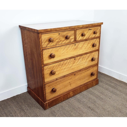 268 - CHEST, Victorian birch with five drawers, 102cm H x 104cm W x 52cm D.