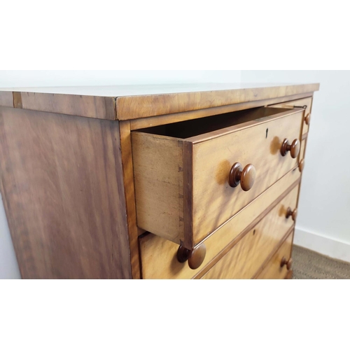 268 - CHEST, Victorian birch with five drawers, 102cm H x 104cm W x 52cm D.