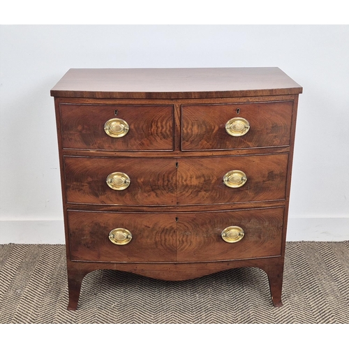 274 - BOWFRONT CHEST, Georgian Revival mahogany of four drawers, 80cm H x 78cm  W x 42cm D.