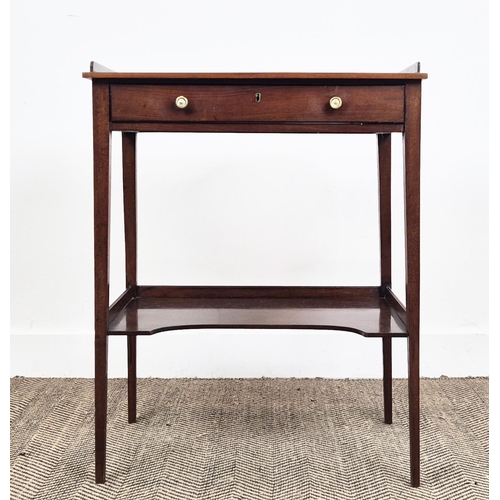 275 - WRITING TABLE, early 19th century Georgian mahogany with leather top, drawer and undertier 76cm H x ... 